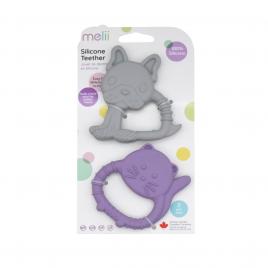 Set 2 jucarii dentitie silicon melii model bulldog + pisica