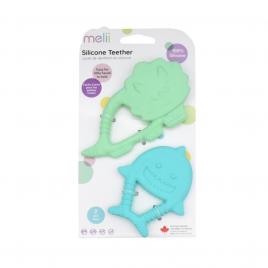 Set 2 jucarii dentitie silicon melii model dino + rechin