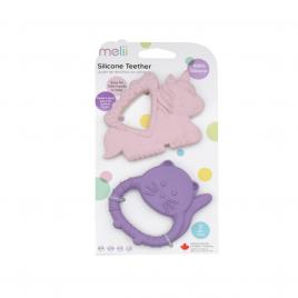 Set 2 jucarii dentitie silicon melii model unicorn pisica