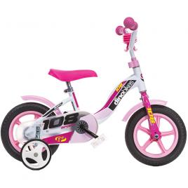 Bicicleta copii dino bikes 10' 108 sport alb si roz