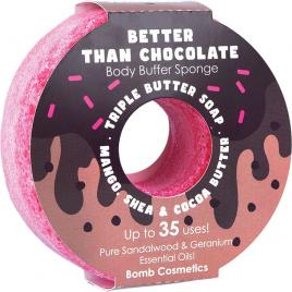 Gel de dus exfoliant cu burete Better Than Chocolate Donut Body Buffer, Bomb Cosmetics
