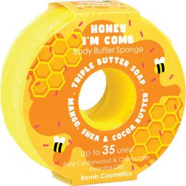 Gel de dus exfoliant cu burete Honey I'm Comb Donut Body Bufffer, Bomb Cosmetics