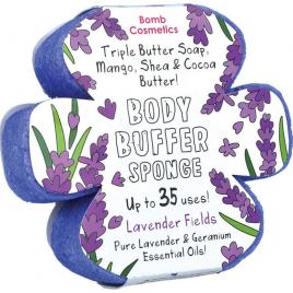 Gel de dus exfoliant cu burete Lavender Fields Body Buffer, Bomb Cosmetics