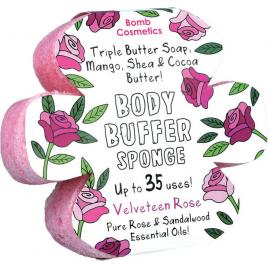 Gel de dus exfoliant cu burete Velveteen Rose Body Buffer, Bomb Cosmetics