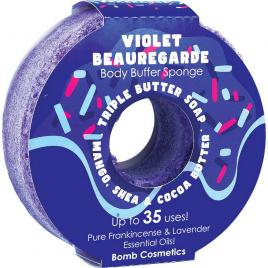 Gel de dus exfoliant cu burete Violet Beauregarde Donut Body Buffer, Bomb Cosmetics