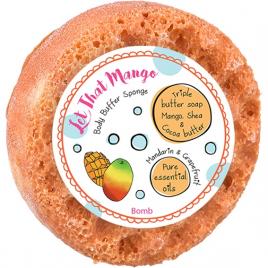 Sapun cu burete pentru masaj Let That Mango, Bomb Cosmetics