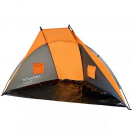 Cort plaja semideschis, pliabil, 210 x 115 cm, portocaliu cu gri, Vivo BB-TN130