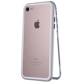 Husa Apple iPhone 7 Magnetica  360grade Silver cu spate de sticla securizata premium