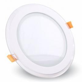 Panou led rotund incorporabil 18w 6400k alb rece, sticla