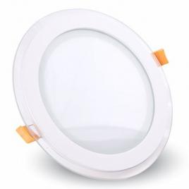 Panou led rotund incorporabil 6w 6400k alb rece, sticla