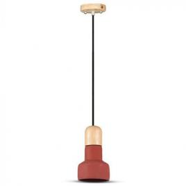 Pendul tavan soclu e27 material lemn/ciment - rosu
