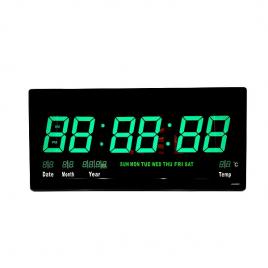 Ceas digital de perete cu afisaj Verde LED, calendar, termometru si alarma