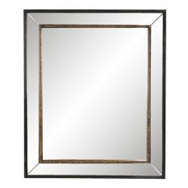 Oglinda de perete cu rama din lemn auriu negru 50 cm x 3 cm x 60 h