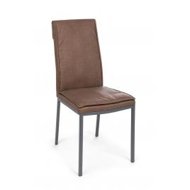 Set 4 scaune fier gri piele ecologica maro sofie 43x59.5x99.5 cm