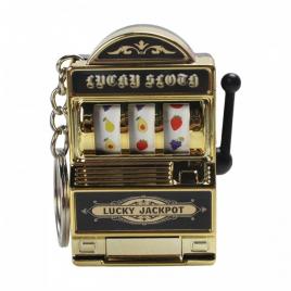 Breloc model slot machine, mecanism functional, 4x6 cm, plastic, auriu