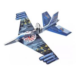 Jucarie avion de lupta, pornire pe buton, lumini, rezistent la impact, incarcare usb, 30 cm