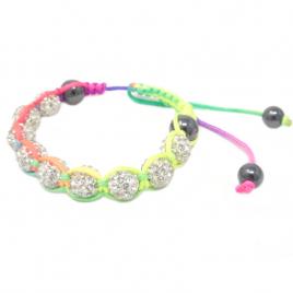 Bratara Shamballa cu cristale Rhinestone - Alb si Multicolor