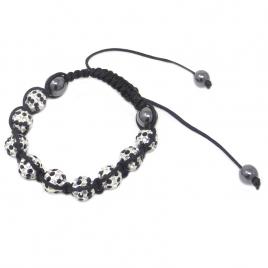 Bratara Shamballa cu cristale Rhinestone - Alb si Negru