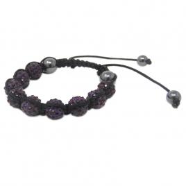 Bratara Shamballa cu cristale Rhinestone - Mov si Negru