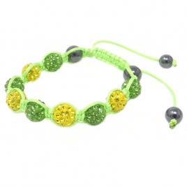Bratara Shamballa cu cristale Rhinestone - Galben si Verde