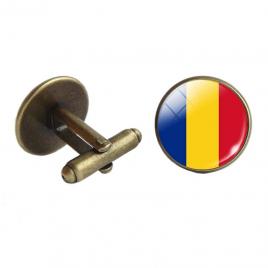 Butoni bronz model Drapelul Romaniei multicolor 2.3 cm