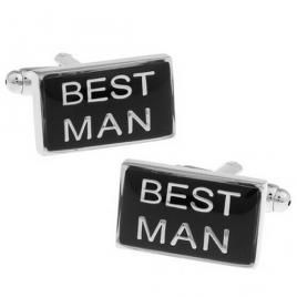 Butoni camasa model Best Man - cavaler de onoare - nunta culoarea argintiu/negru 2 x 1.7 cm