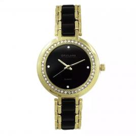 Ceas de dama Oriflame cristale auriu/negru 3.4 cm