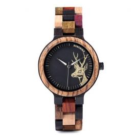 Ceas de dama din lemn marca Bobo Bird mecanism Quartz multicolor 38mm