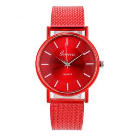 Ceas de dama model Geneva Quartz curea din silicon rosu 40mm