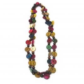 Colier din lemn model africa multicolor 140 cm