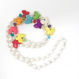 Colier din perle naturale si pietre semipretioase Howlit multicolor 80 cm