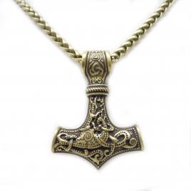 Pandant barbatesc stil viking ciocanul lui Thor culoare bronz 58 cm