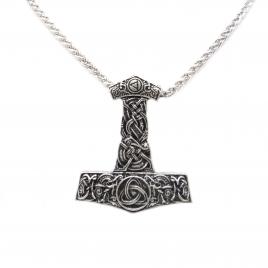 Pandant de viking ciocan argintiu 57 cm din otel inoxidabil