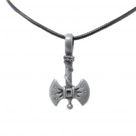 Pandant topor de viking gri 4.5 cm din otel si snur corean