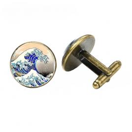 Butoni bronz model pictura Marele val de la Kanagawa bronz 2.3 cm