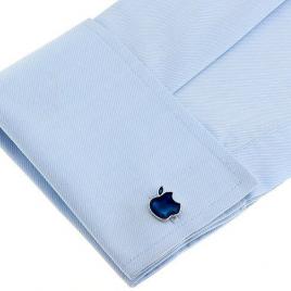 Butoni camasa model Apple culoare argintiu/albastru 15mm
