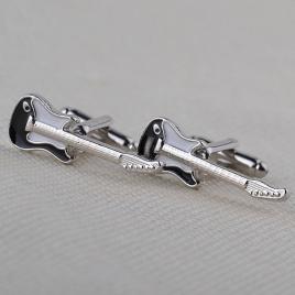 Butoni camasa model chitara - instrument muzical culoare argintiu 3.5 cm