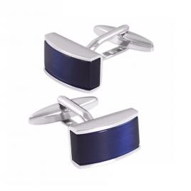 Butoni camasa model clasic culoare argintiu/albastru 2 cm