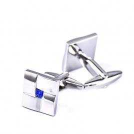 Butoni camasa model clasic cu cristal culoare argintiu/albastru 15mm