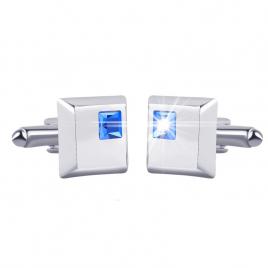 Butoni camasa model cu cristal argintiu/albastru 16mm