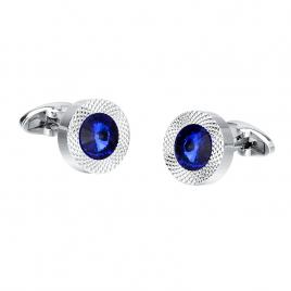 Butoni camasa model cu cristal culoare argitiu/albastru 18mm