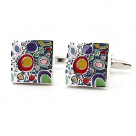 Butoni camasa model cu ornament multicolor 17mm