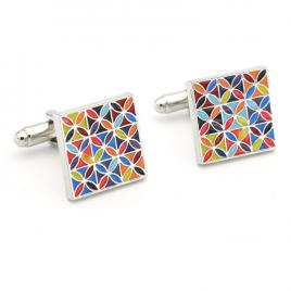 Butoni camasa model cu ornament multicolor 18mm