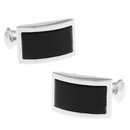 Butoni camasa model dreptungi culoare argintiu/negru 2cm