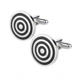 Butoni camasa model scut culoare argintiu/negru 18mm