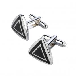 Butoni camasa model triunghi culoare negru/argintiu 2 cm