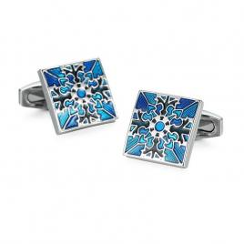 Butoni camasa cu cristal model cu ornament multicolor 17mm