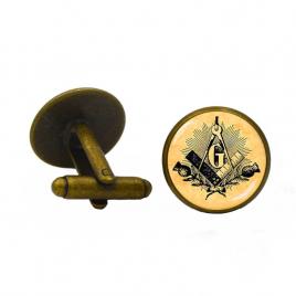 Butoni masonici model echerul si compasul culoare bronz 17mm