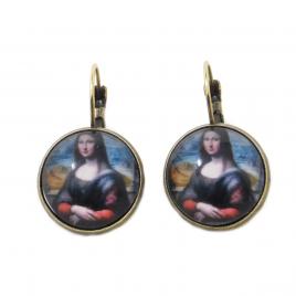 Cercei model pictura Monalisa multicolor 3 cm
