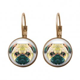 Cercei din bronz model catel multicolor 3 cm